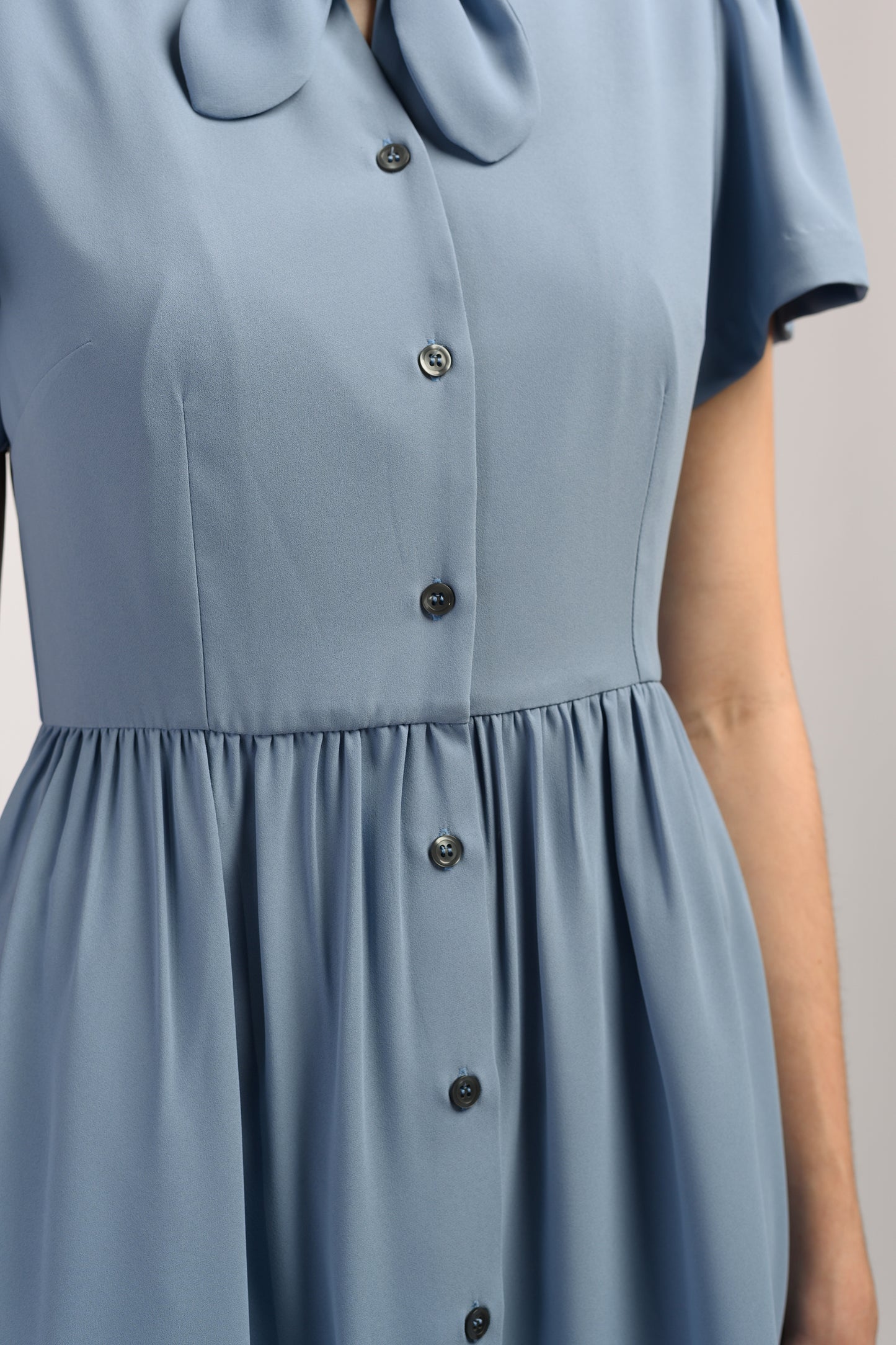 Midi Dress With Knot Detail - Sky Blue