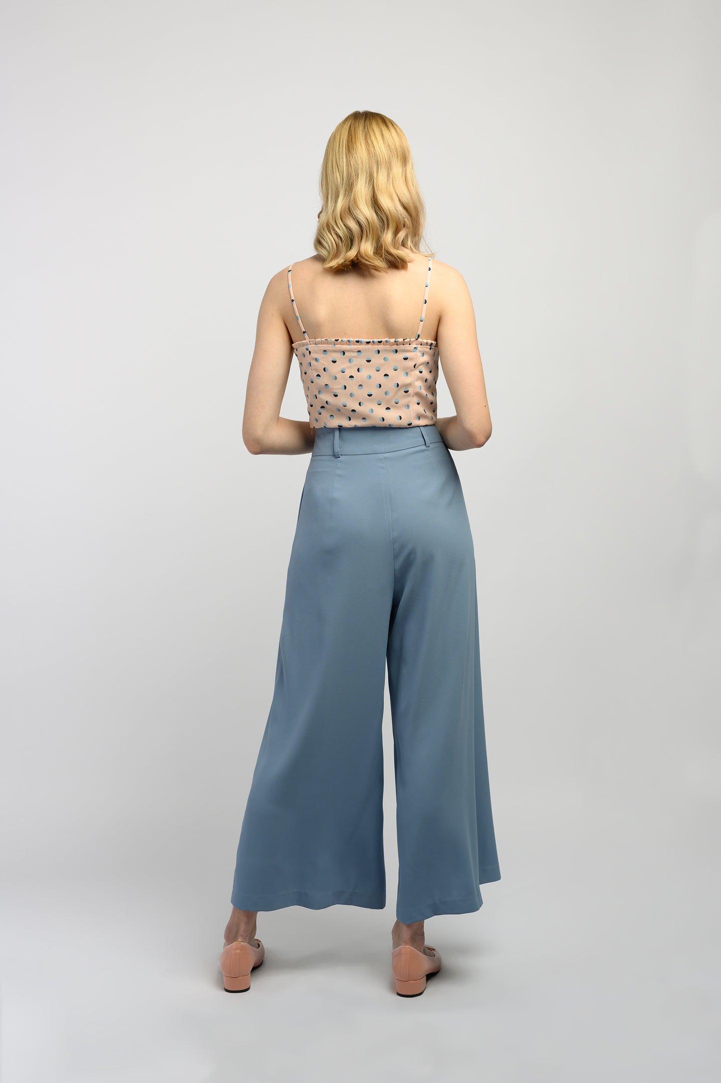 Pants With Double Button Detail - Sky Blue