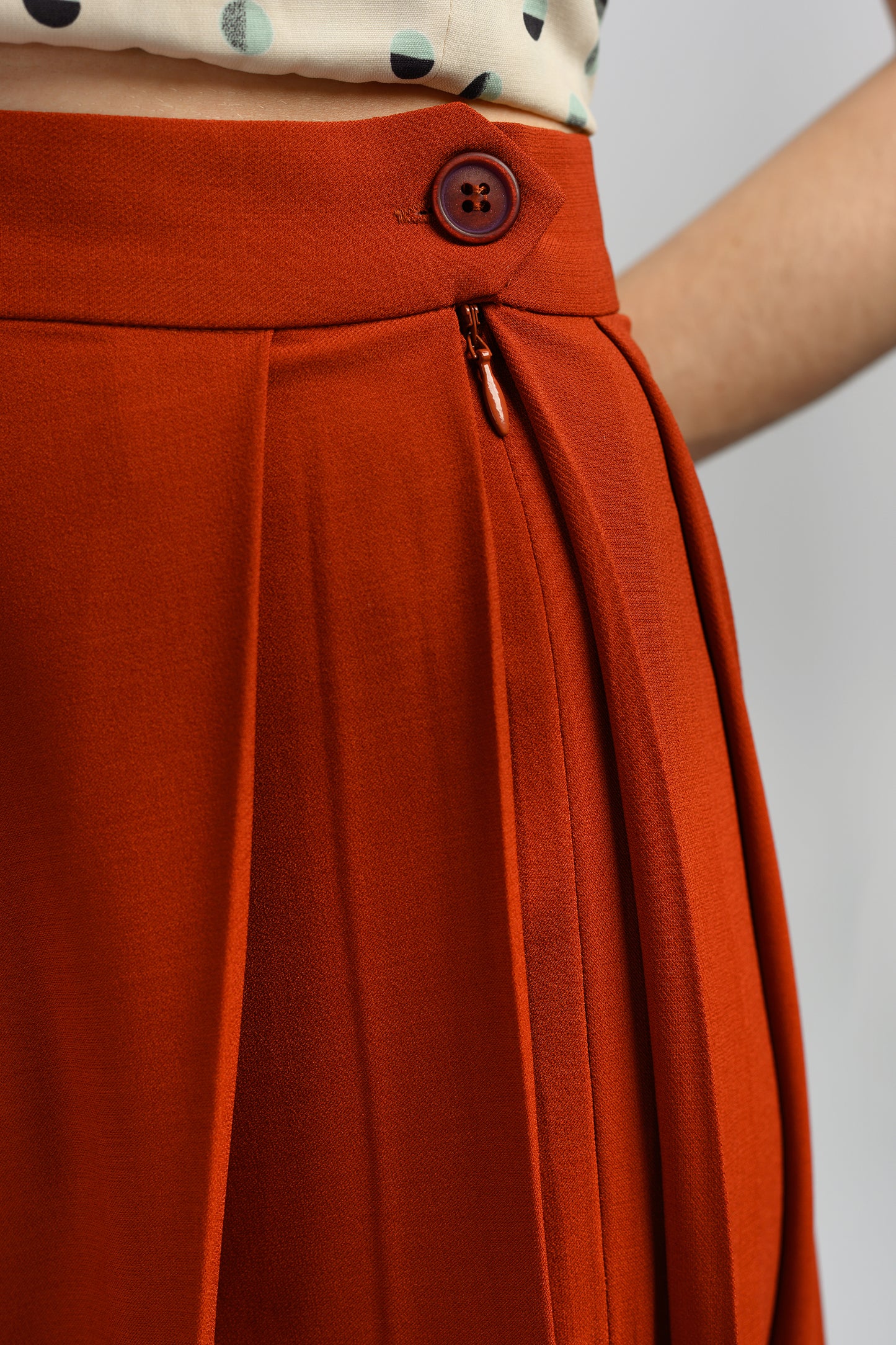 Midi Skirt With Pleat Detail - Amber