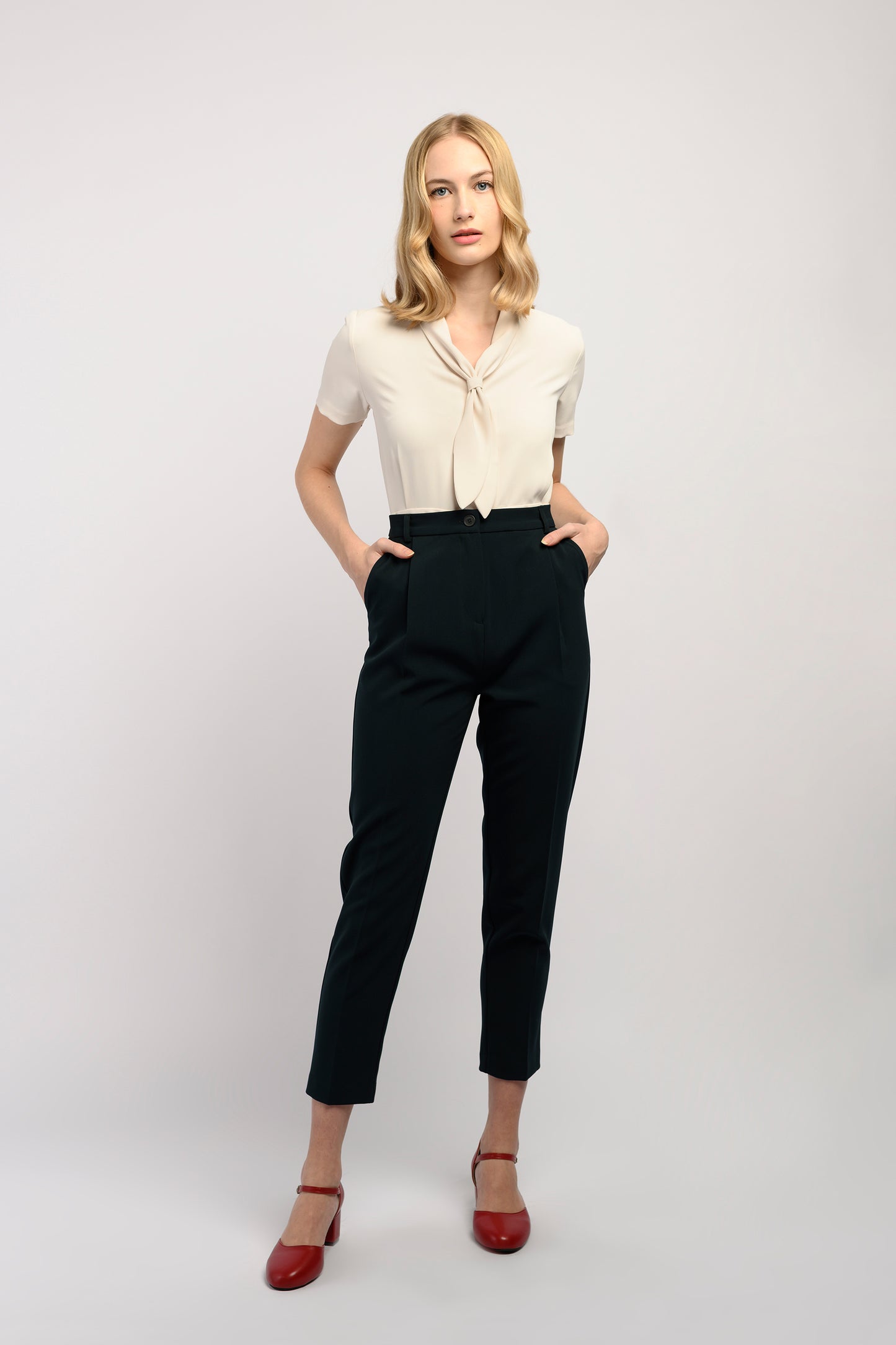 Pleated Peg Leg Trousers - Forest
