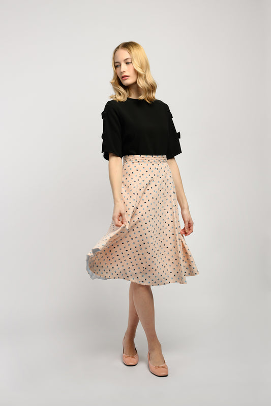 Printed Midi Skirt - Peach