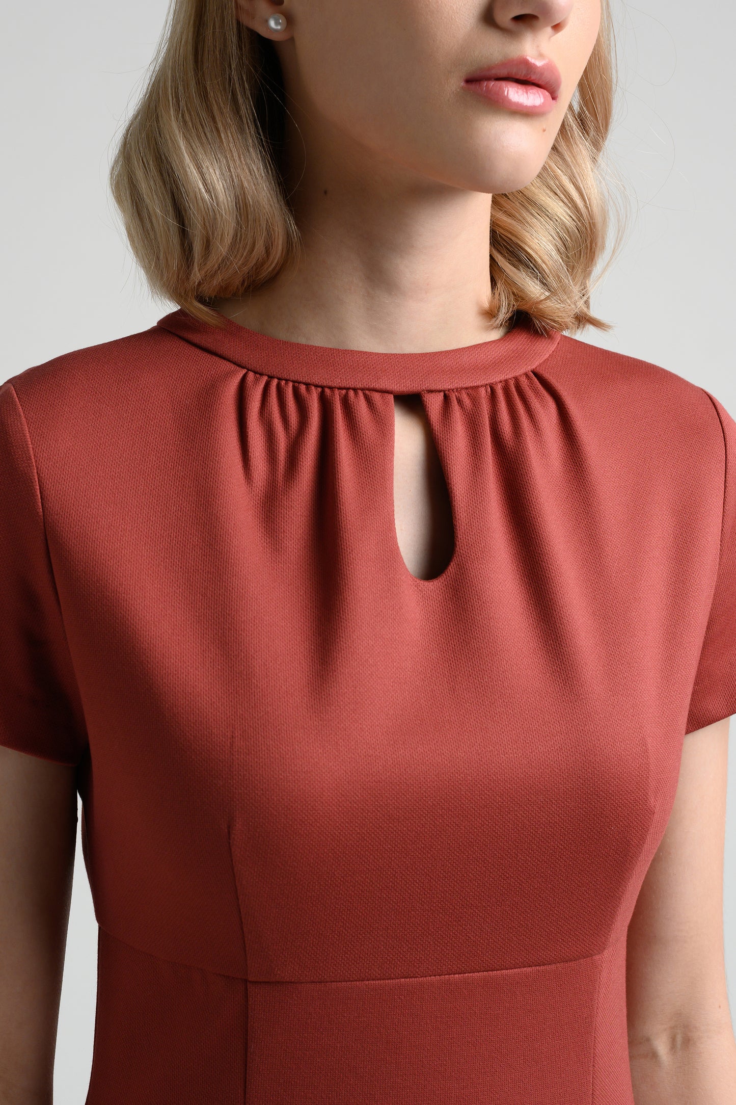 Rosylee Keyhole Fit And Flare Dress - Terracotta 4