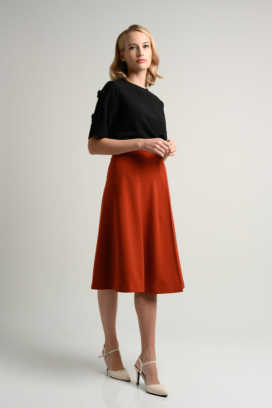Rosylee Midi Skirt With Pleat Detail - Amber 1