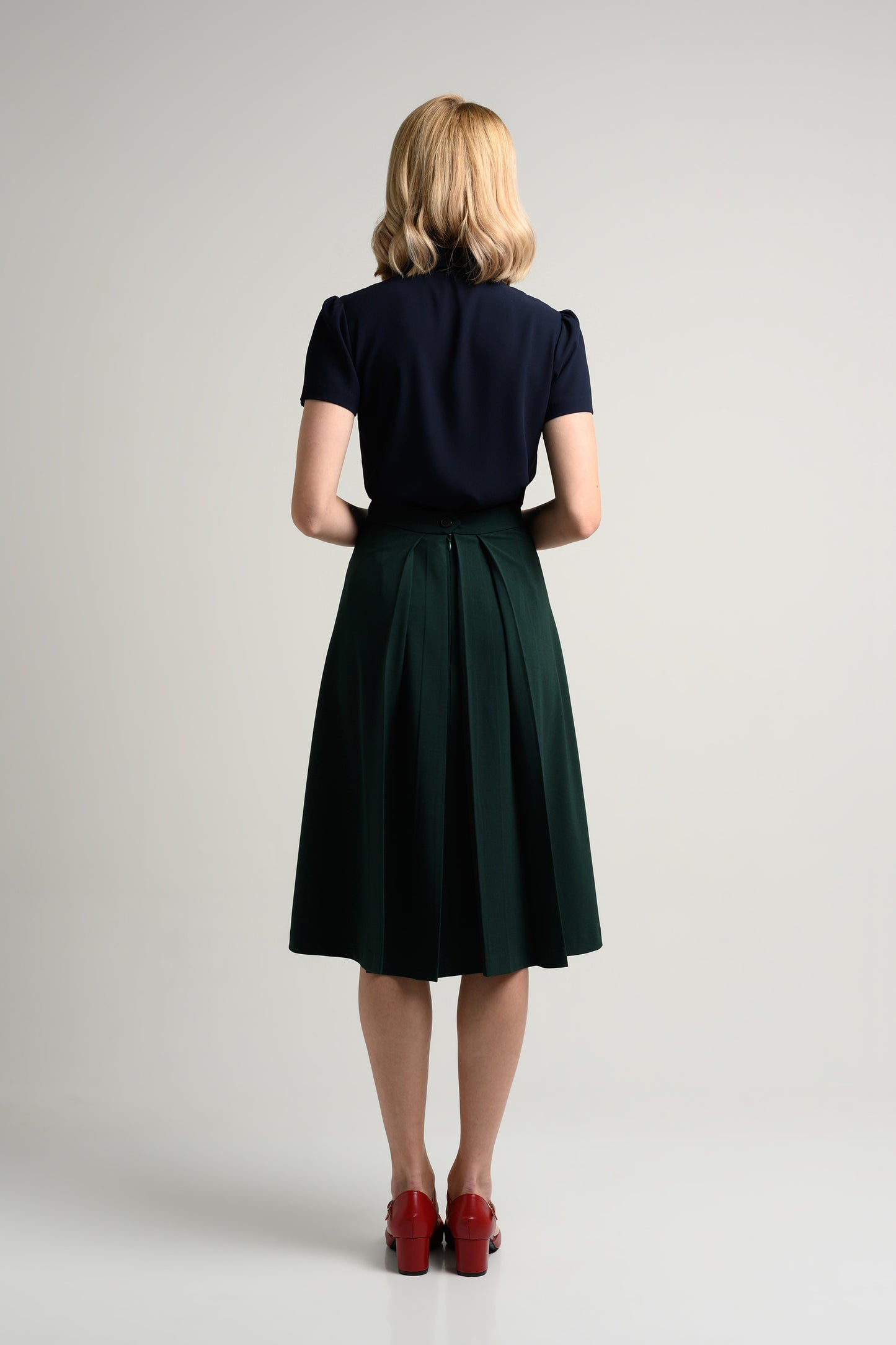 Rosylee Midi Skirt With Pleat Detail - Emerald 6
